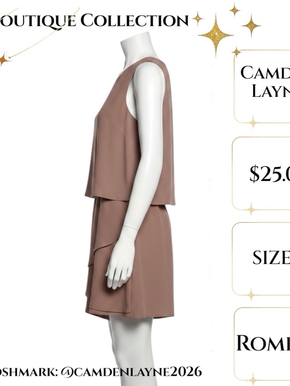 Sleeveless Taupe Layered Romper - Picture 5 of 6